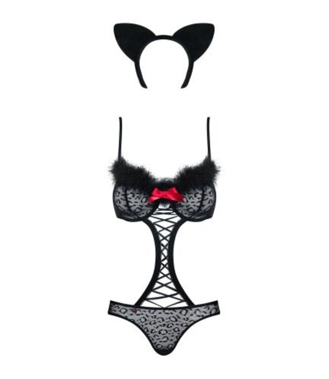 Gepardina Kostuum 3 delig S/M - Zwart