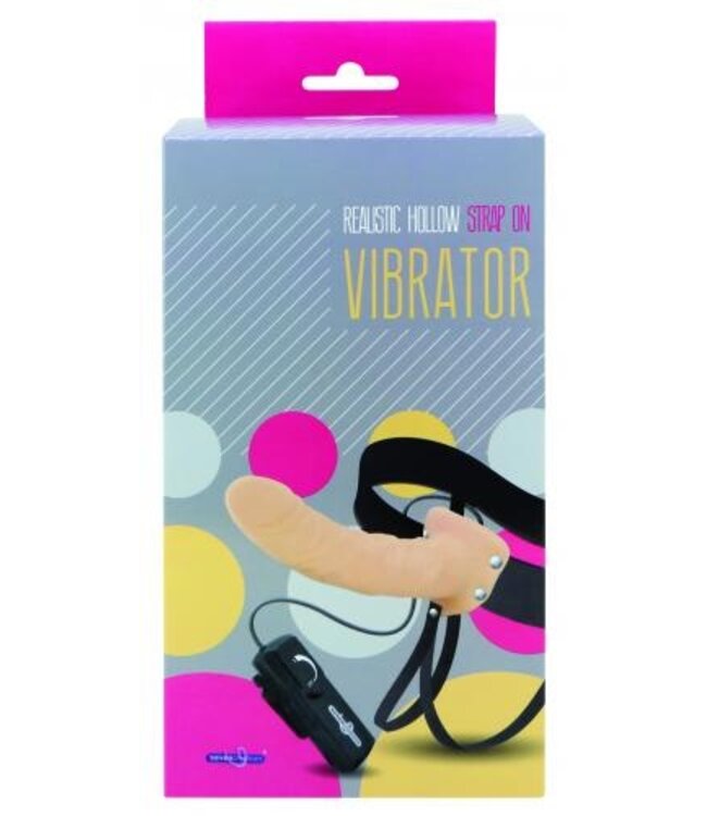 REALISTIC HOLLOW STRAP ON VIBRATOR 8 INCH