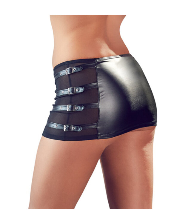 Wetlook Mini Rok Met Riempjes