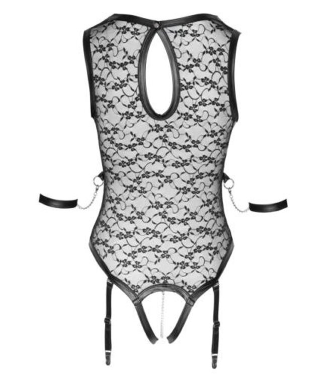 Kanten Jarretel Body - Zwart