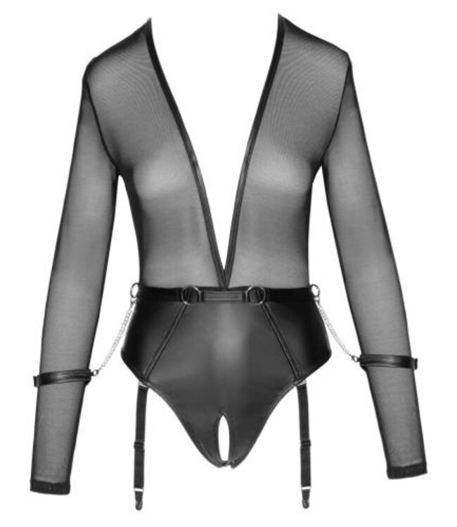 Open kruis Body met jarretels en handboeien