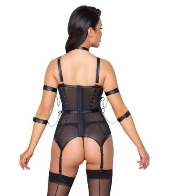Basque Jarretel Setje Bondage - Zwart