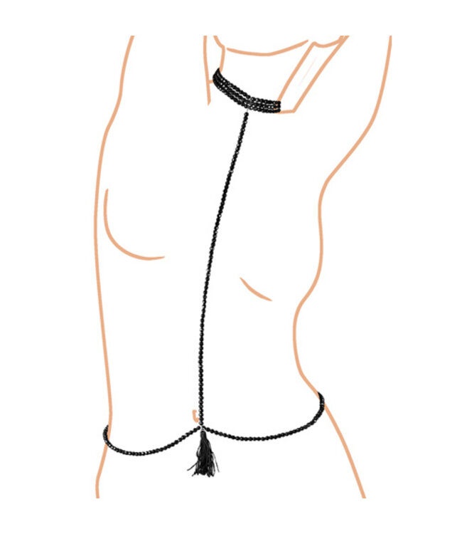 Halsband met ketting - Zwart