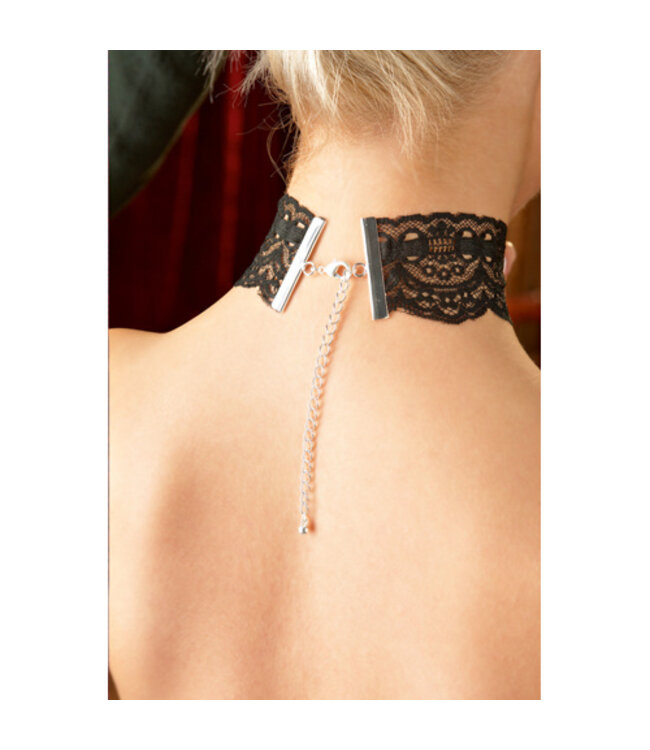 Kanten halsband - Zwart