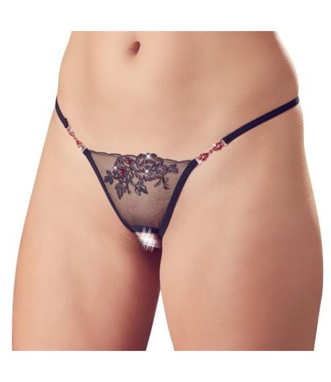 Sexy String Met Strass Steentjes En Open Kruisje
