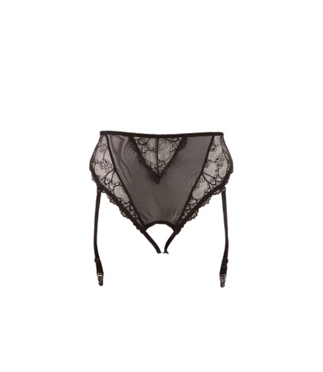 Jarretel Slip Open Kruis - Zwart