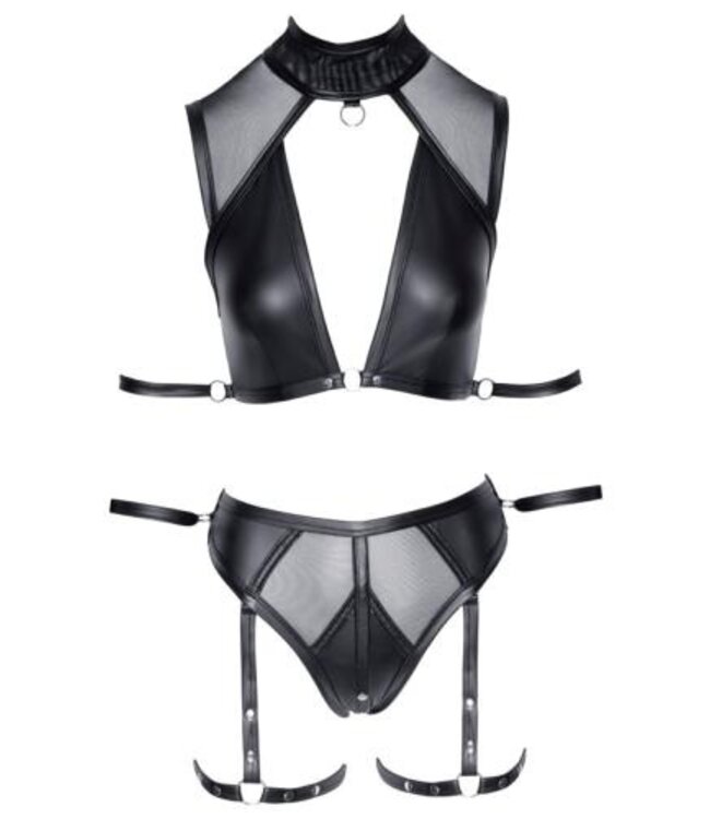 BH-set Bondage met bandjes - Zwart