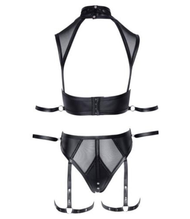 BH-set Bondage met bandjes - Zwart