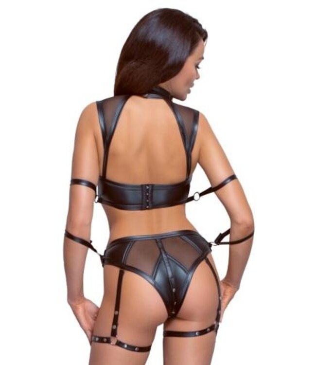 BH-set Bondage met bandjes - Zwart