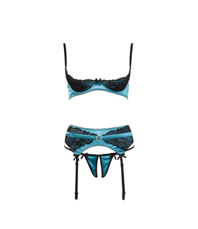 Jade BH-set Met Open Cups - Groen/Zwart