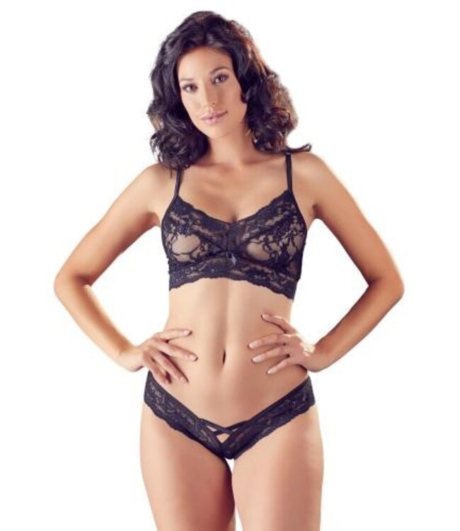 Sexy 2-Delige Kanten BH Set - Zwart