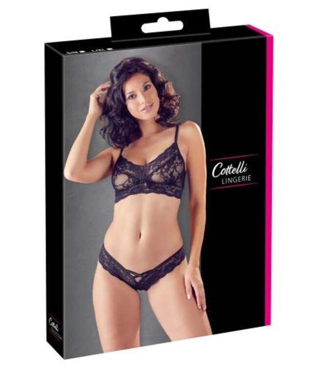 Sexy 2-Delige Kanten BH Set - Zwart