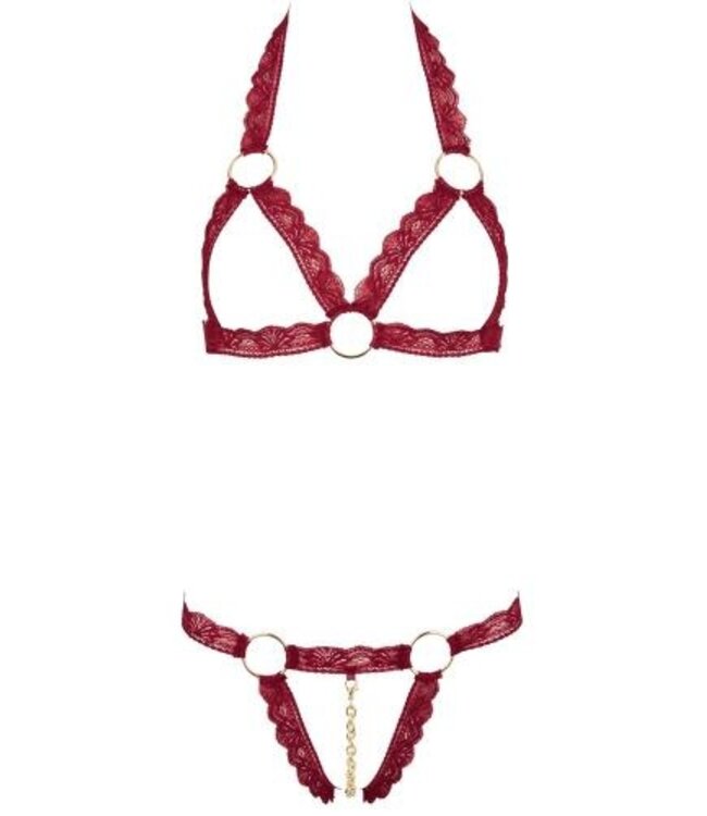 Kanten BH-Set Open Cups - Rood