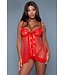 Be Wicked Emma Polka Dot Mesh Babydoll - Rood