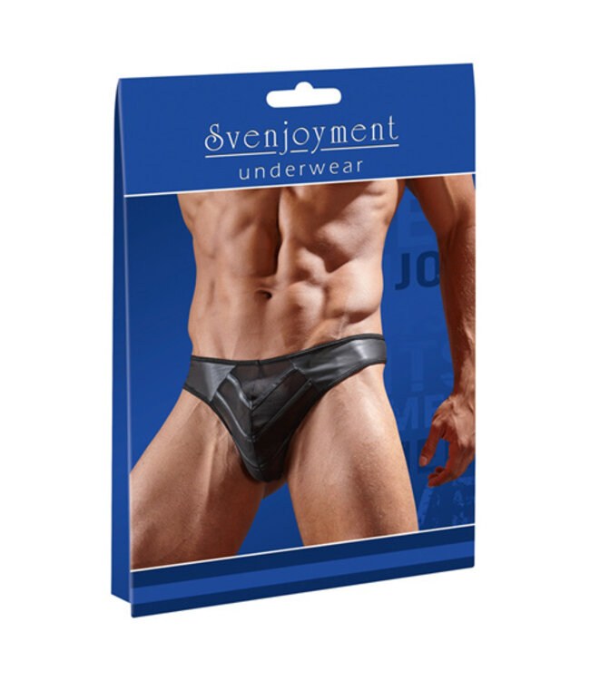 Kunstleren String Met Netstof - Zwart