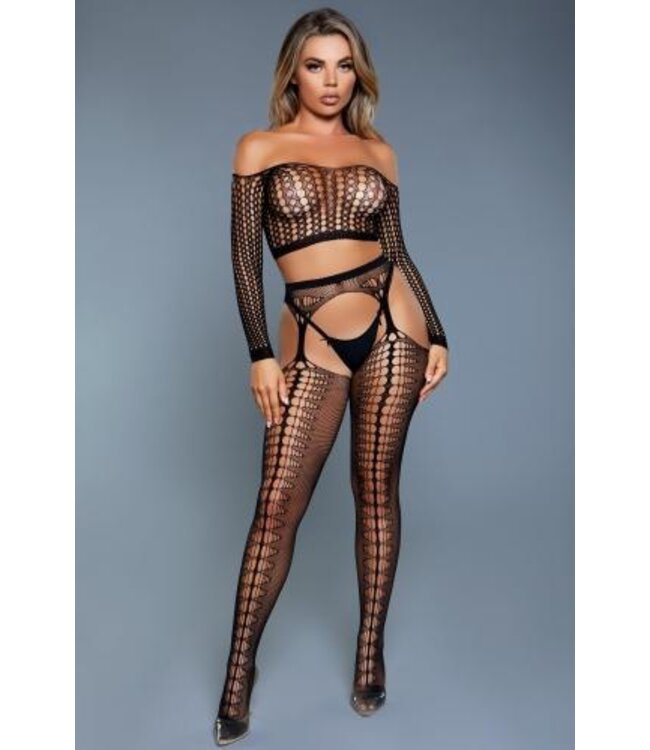 Run The World 2-delige Jarretel Set - Zwart