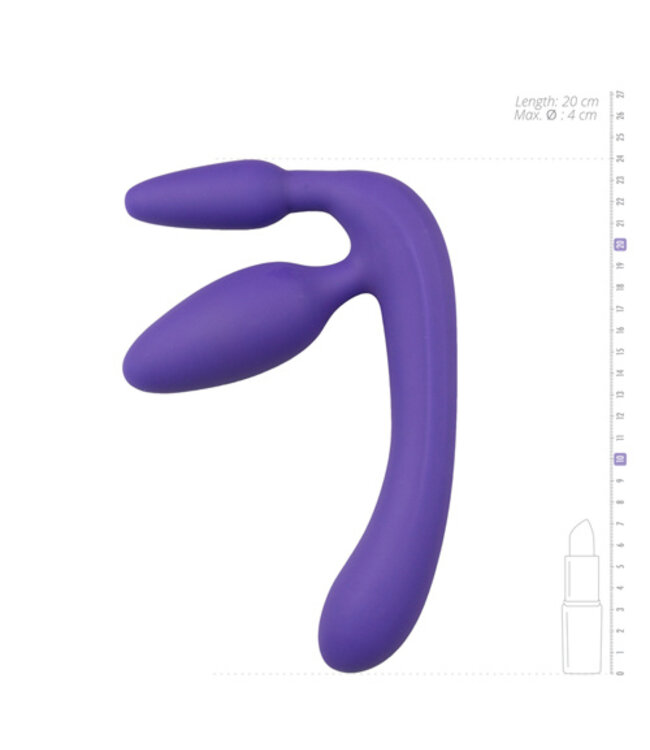 Drie Dubbele Voorbind Dildo - Paars