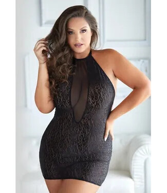 Allure Diva by Allure - Halter dress with leopard and Mesh black