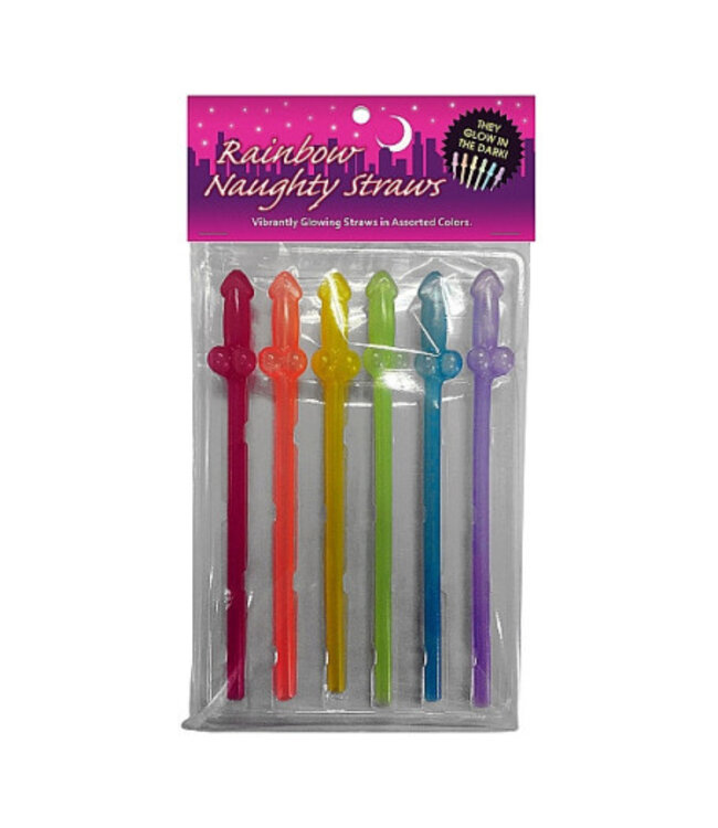 Rainbow Naughty Straws glow in the dark