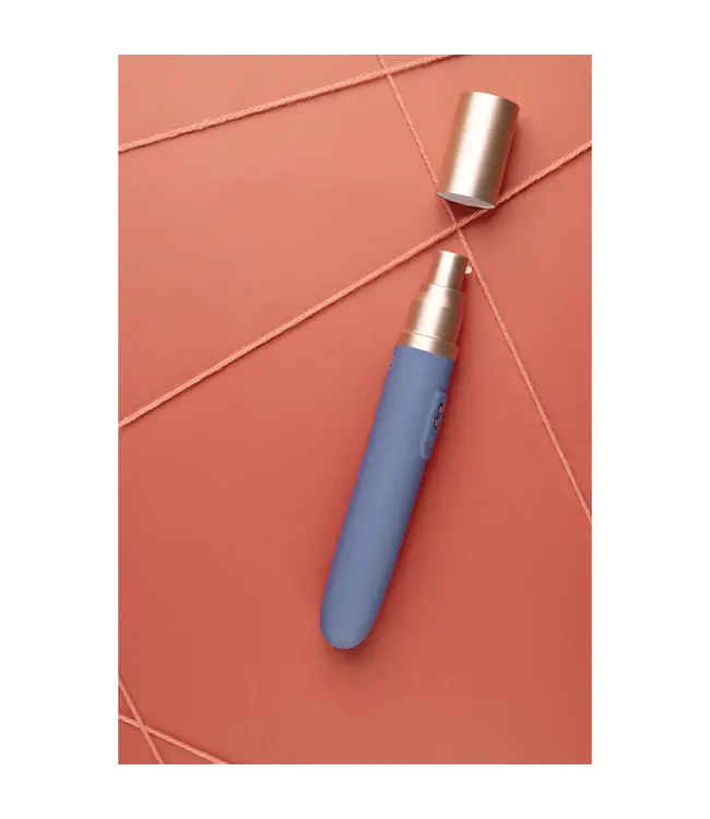 Travel Vibrator with Lube Compartment and Pump Blue