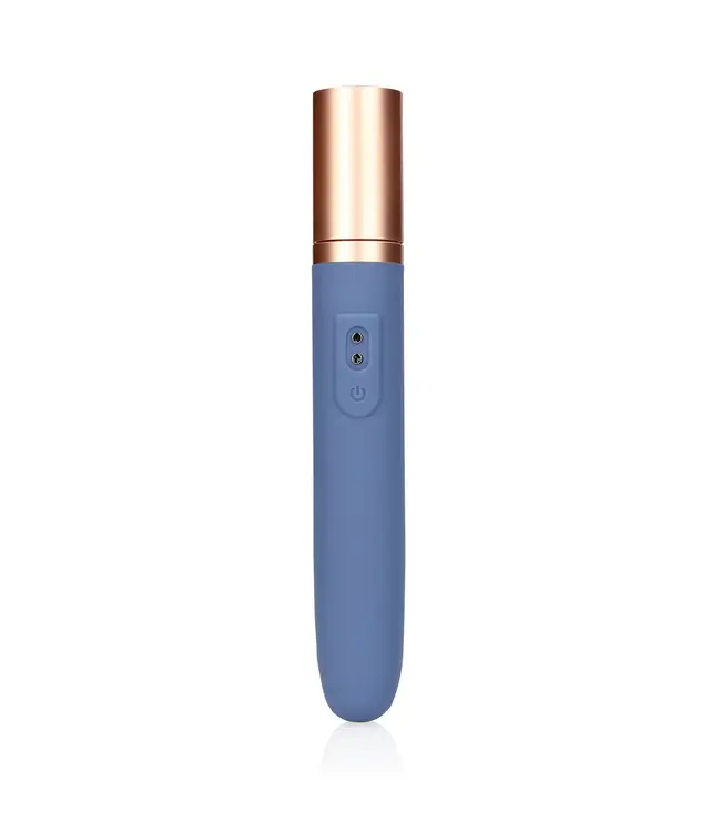 Travel Vibrator with Lube Compartment and Pump Blue