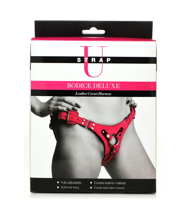 Bodice Deluxe - Leather Corset Harness - Pink