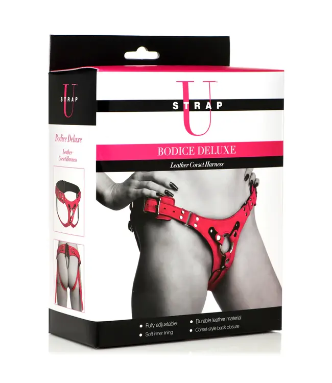 Bodice Deluxe - Leather Corset Harness - Pink