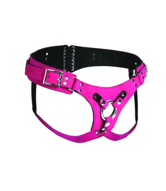 Strap U Bodice Deluxe - Leather Corset Harness - Pink