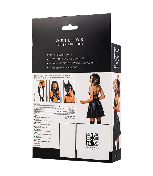 Wetlook dress with collar and metal rings - Marisa