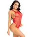 Leg Avenue Net Snap Crotch Tank Bodysuit - Red OS