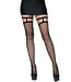 Leg Avenue Fishnet Thigh Highs w. Garter Top - Black O/S
