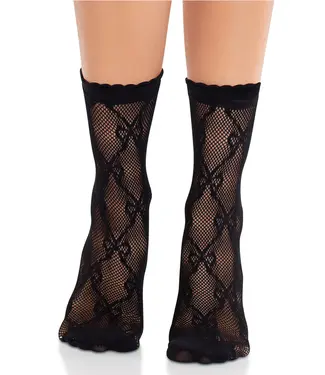 Leg Avenue Bow Net Anklets - Black - O/S