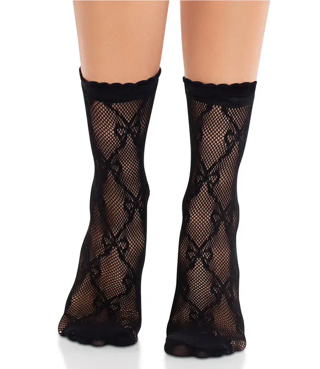 Bow Net Anklets - Black - O/S