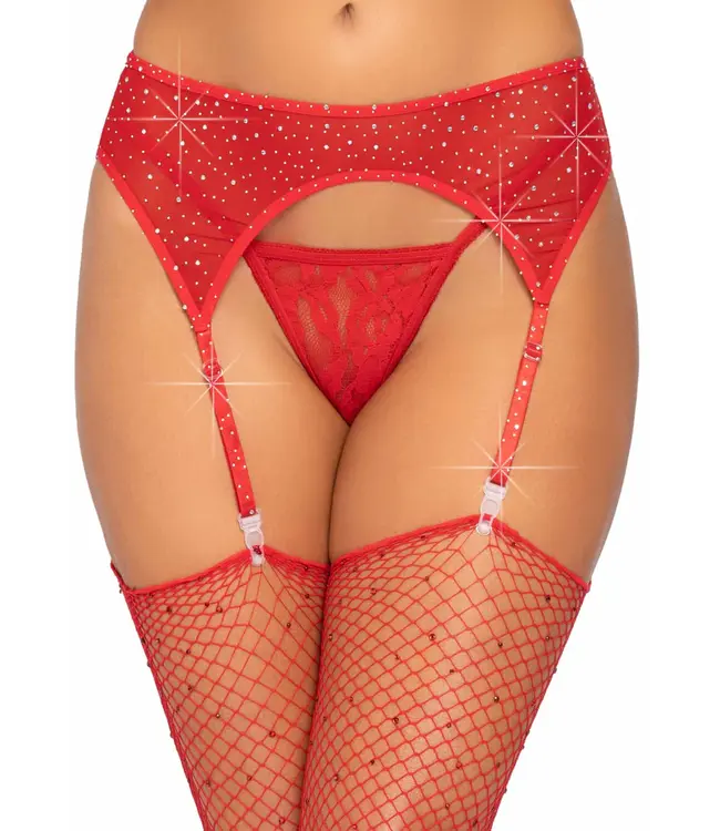 Rhinestone garterbelt O/S