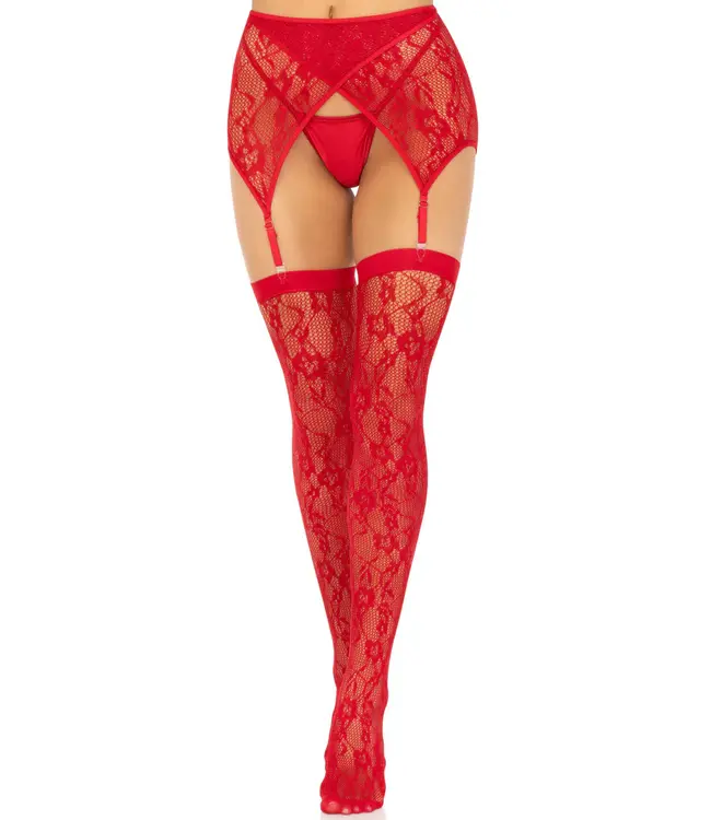 Lace Thigh Highs and Garter Belt - OS