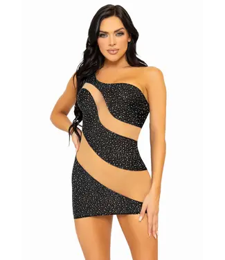 Leg Avenue Rhinestone Mini Dress with Mesh Accents