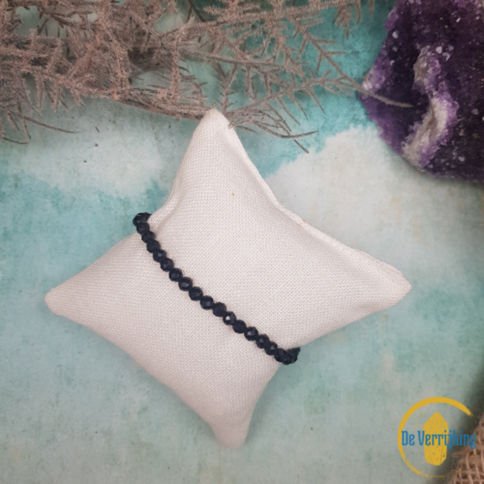 De Verrijking Zwarte Toermalijn | Gefaceteerd | Kralenarmband | 4mm 18,5cm
