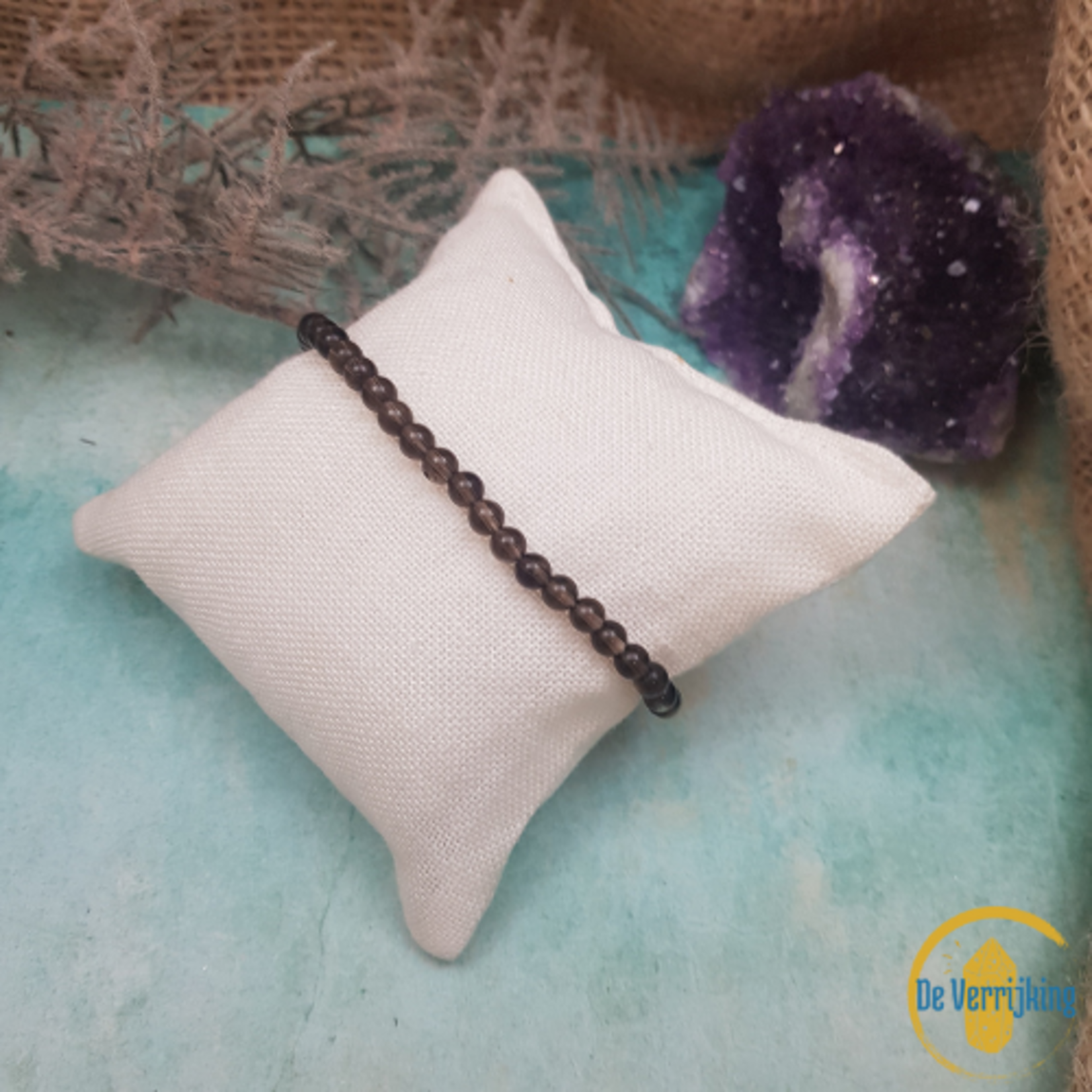 De Verrijking Rookkwarts | Kralenarmband 4mm/19cm