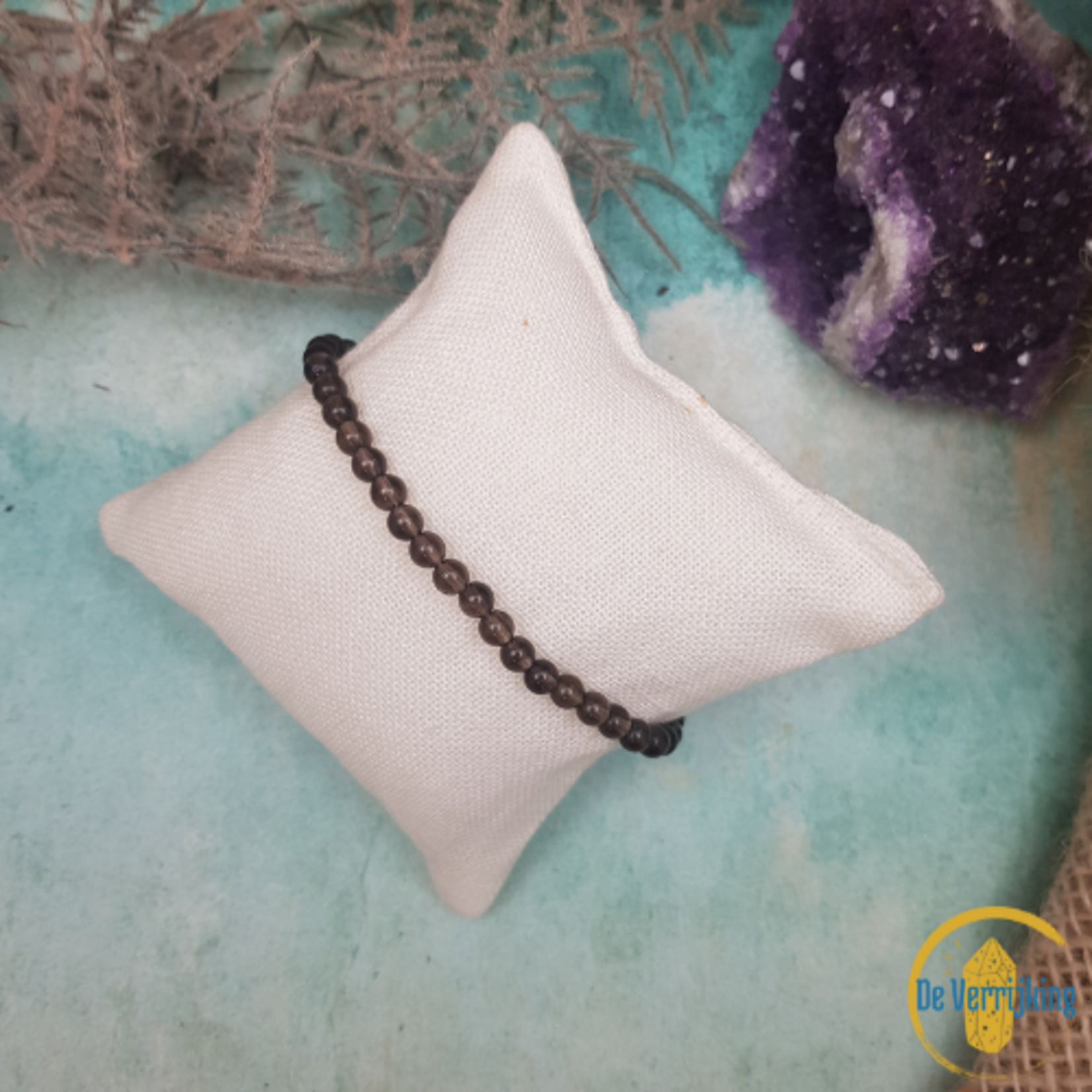 De Verrijking Rookkwarts | Kralenarmband 4mm/19cm
