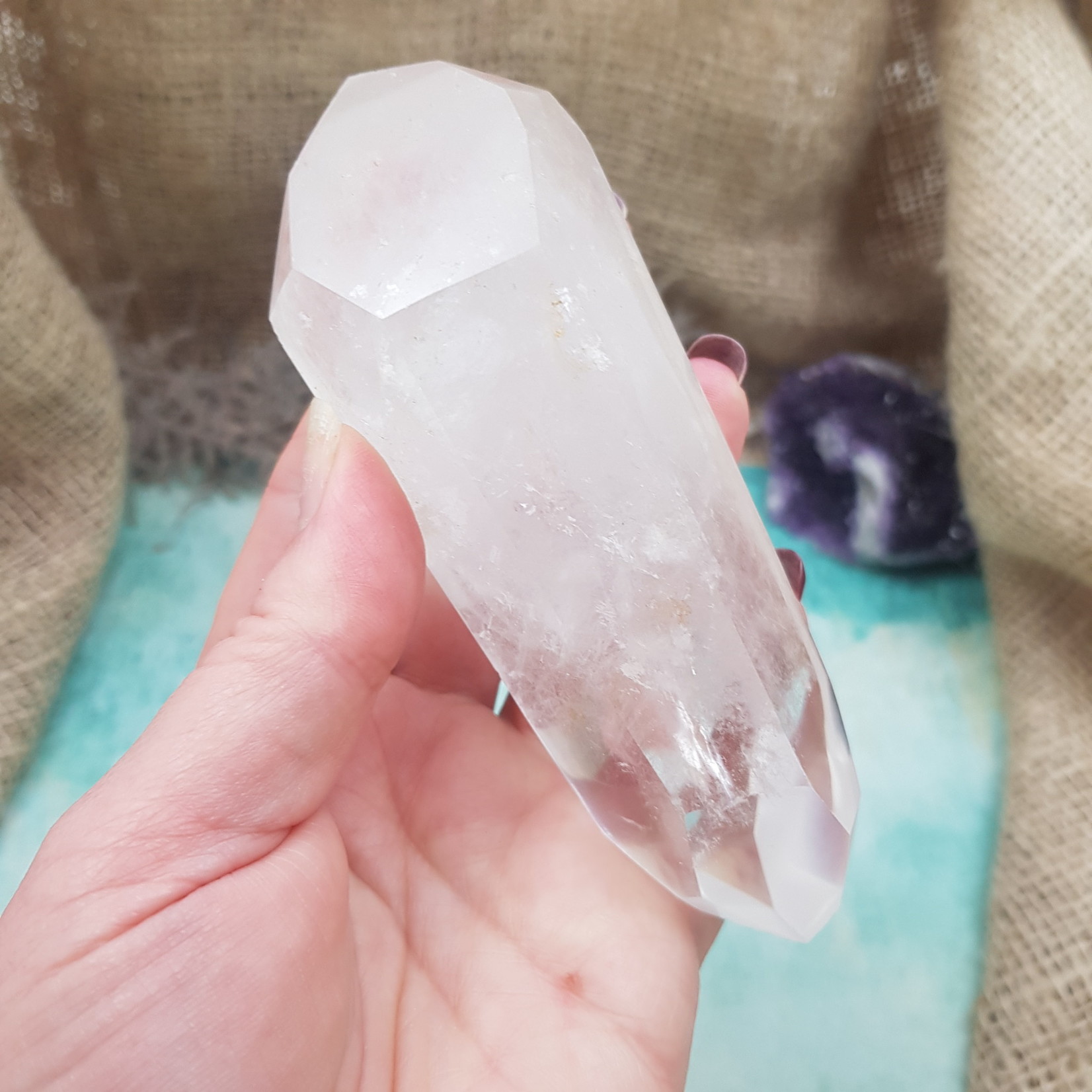 Bergkristal Dubbeleinder 1 Madagascar 12x4.5x4cm