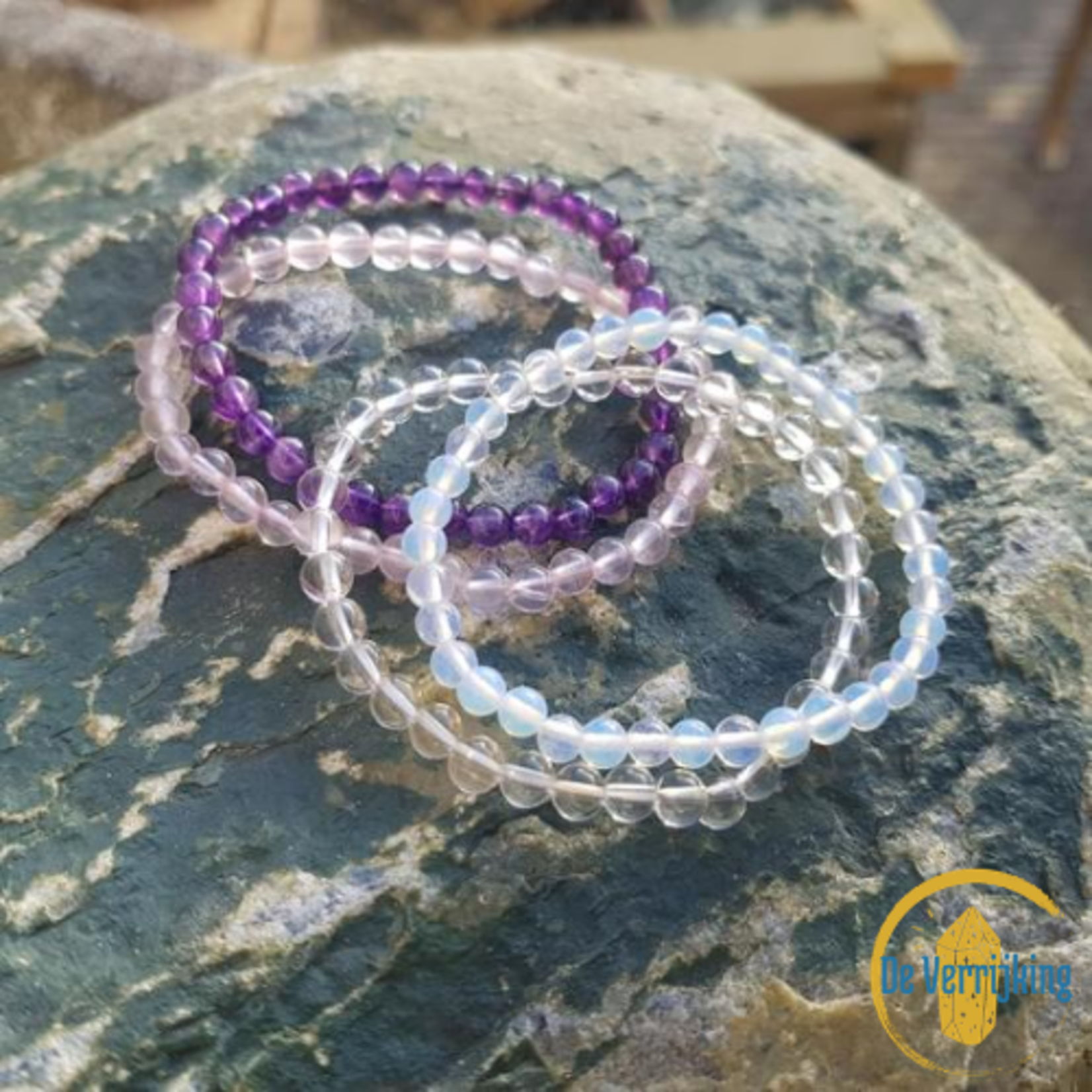 De Verrijking Rozenkwarts | Kinder Kralenarmband | 14cm