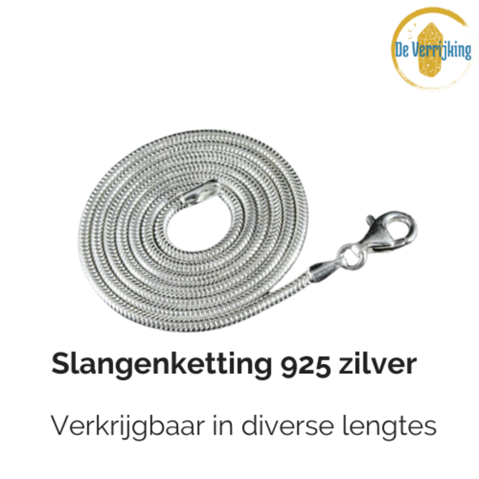 De Verrijking Zilverenketting 40cm/1.2mm Slang -Gerodineerd