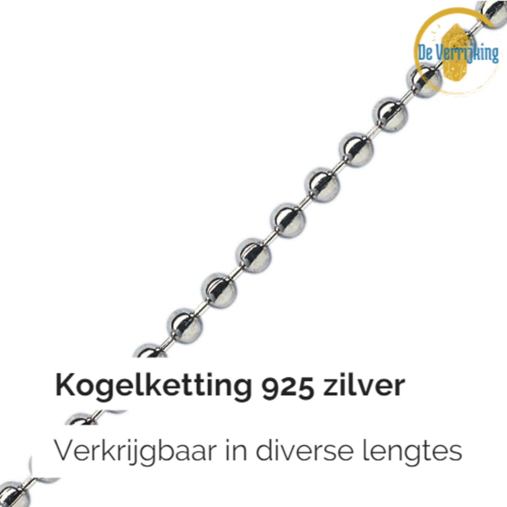 De Verrijking Zilverenketting 80cm Kogel