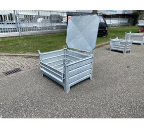 Nieuwe Stapelbak met deksel 1000x800x600mm Verzinkt Nieuwe Stapelbak met deksel 1000x800x600mm Verzinkt