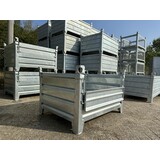 Nieuwe stapelbak met voorklep 1000x800x500mm Verzinkt Nieuwe stapelbak met voorklep 1000x800x500mm Verzinkt