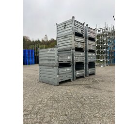 Partij aanbieding verzinkte stalen stapelbak met klep (10st) 1000x800x600mm  Partij aanbieding verzinkte stalen stapelbak met klep (10st) 1000x800x600mm