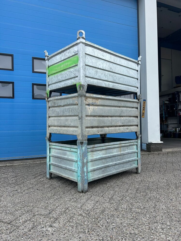 Partij gebruikte verzinkte stalen bakken (3st) 1200x800x600mm Partij gebruikte verzinkte stalen bakken (3st) 1200x800x600mm