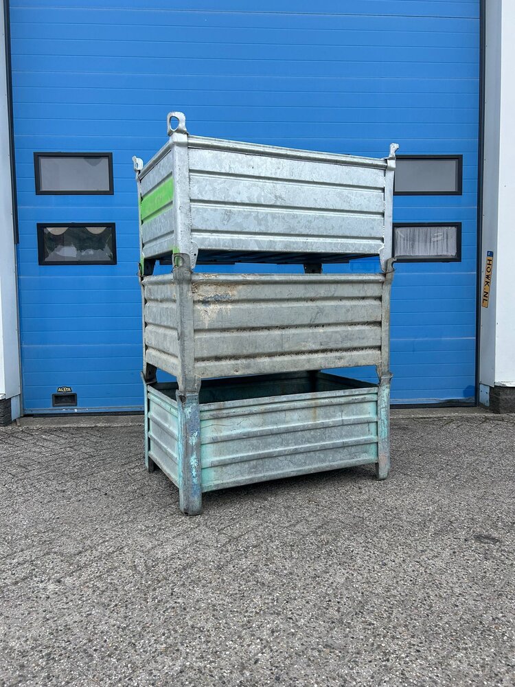 Partij gebruikte verzinkte stalen bakken (3st) 1200x800x600mm Partij gebruikte verzinkte stalen bakken (3st) 1200x800x600mm