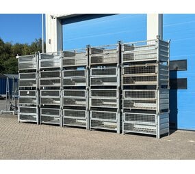 Aanbieding 20x Gebruikte stapelbak 1240x840x700mm Verzinkt met klep
