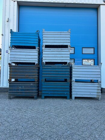 Partij aanbieding 10x Gebruikte stapelbak staal 1000x800x600mm grijs gelakt Partij aanbieding 10x Gebruikte stapelbak staal 1000x800x600mm grijs gelakt
